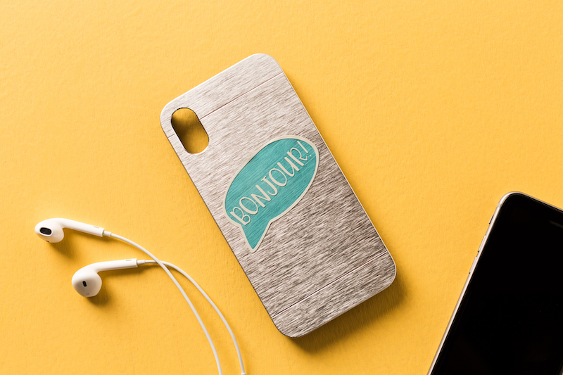 Phone case customized with Bonjour sticker