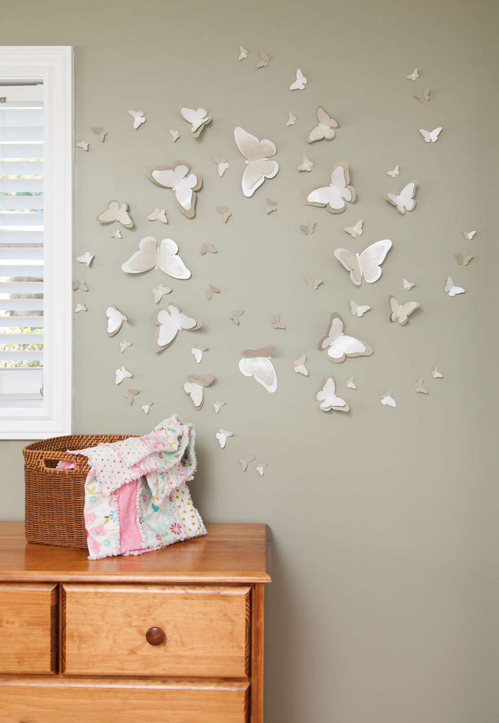 paper butterflies on wall