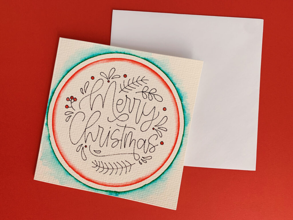 Christmas watercolor design on card