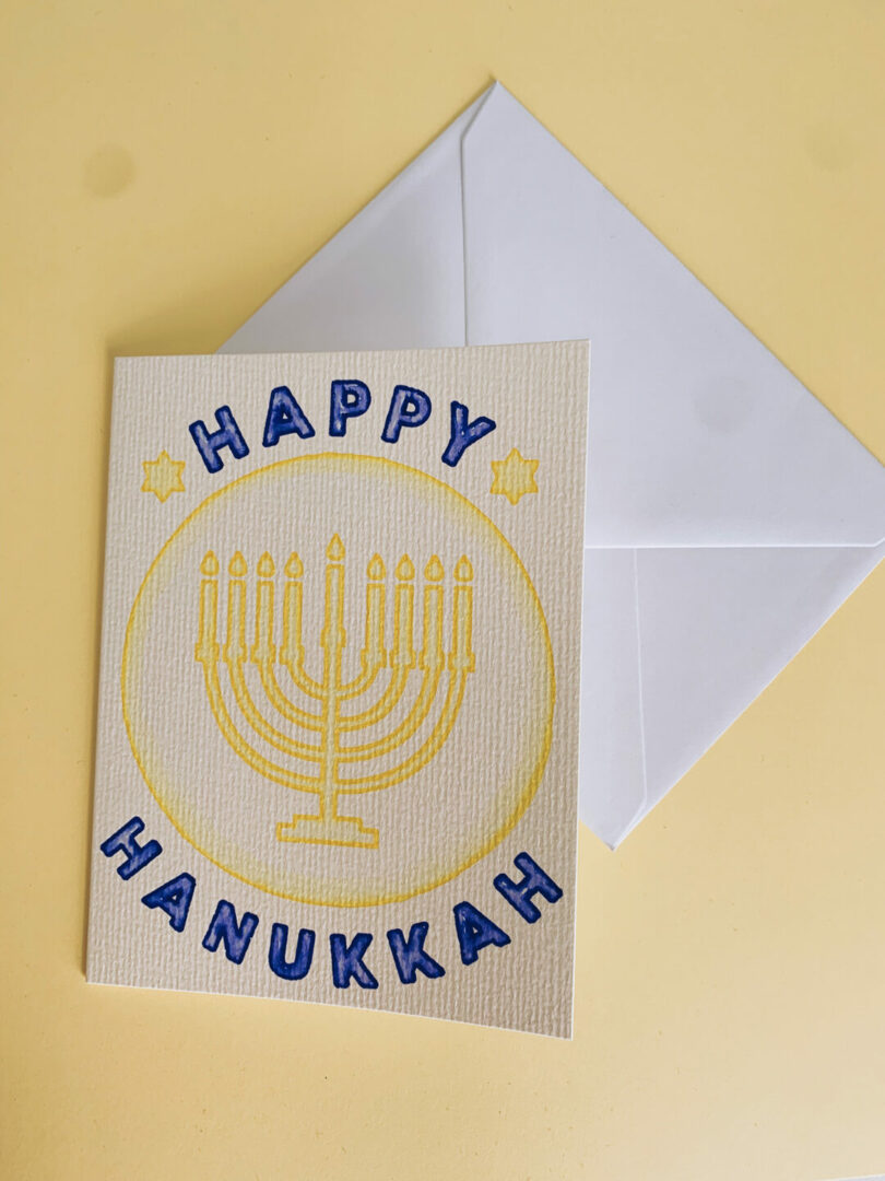 Hanukkah watercolor design on card