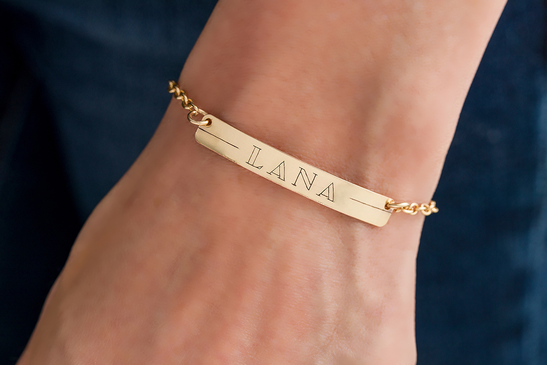 Lana engraved gold bracelet
