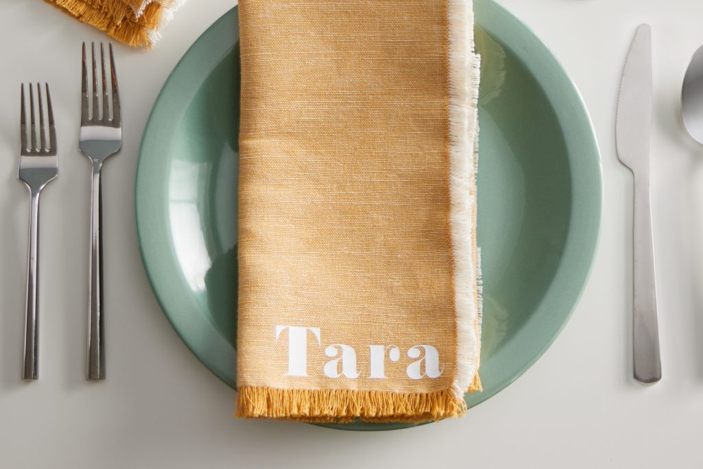 Personalised napkins made with Cricut