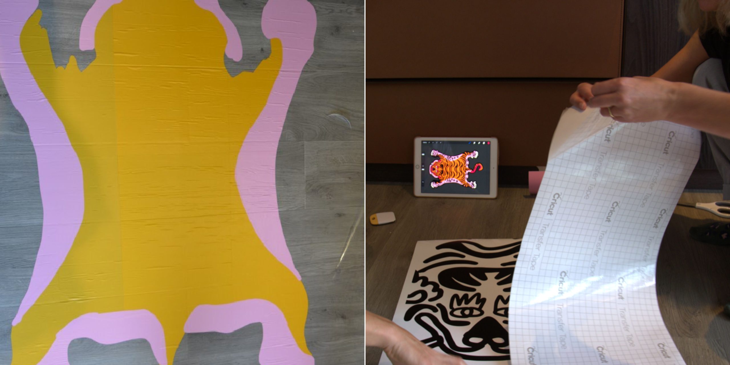 Using vinyl to create a tiger floor decal