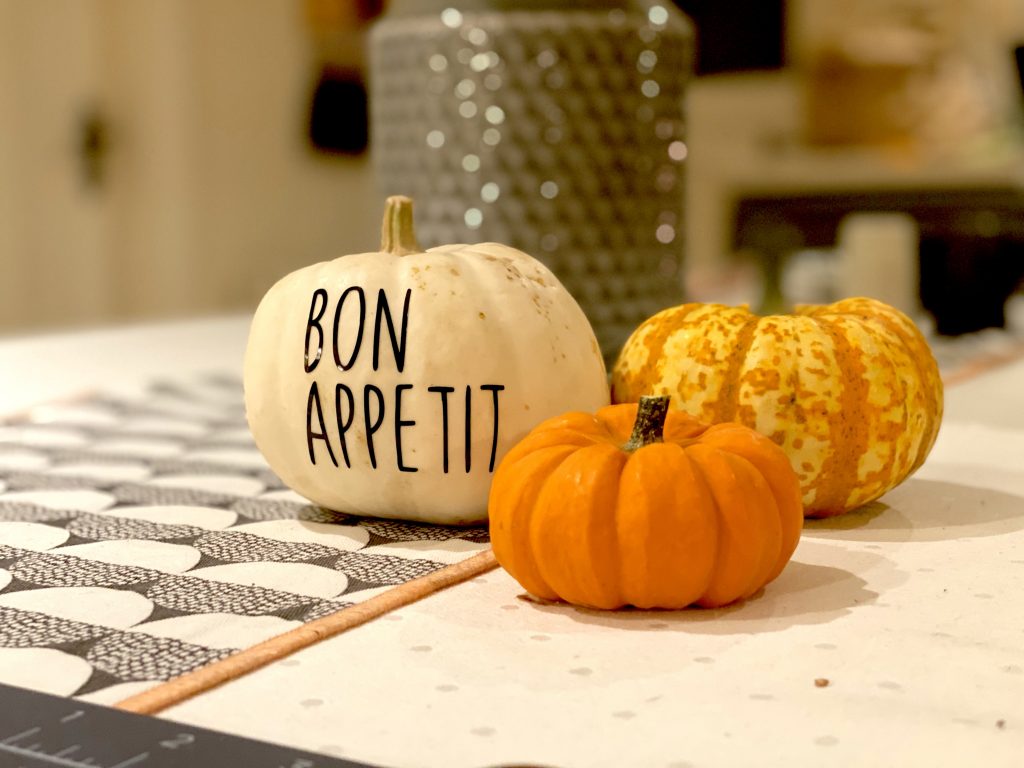 Autumnal home decor pumpkins with Cricut vinyl
