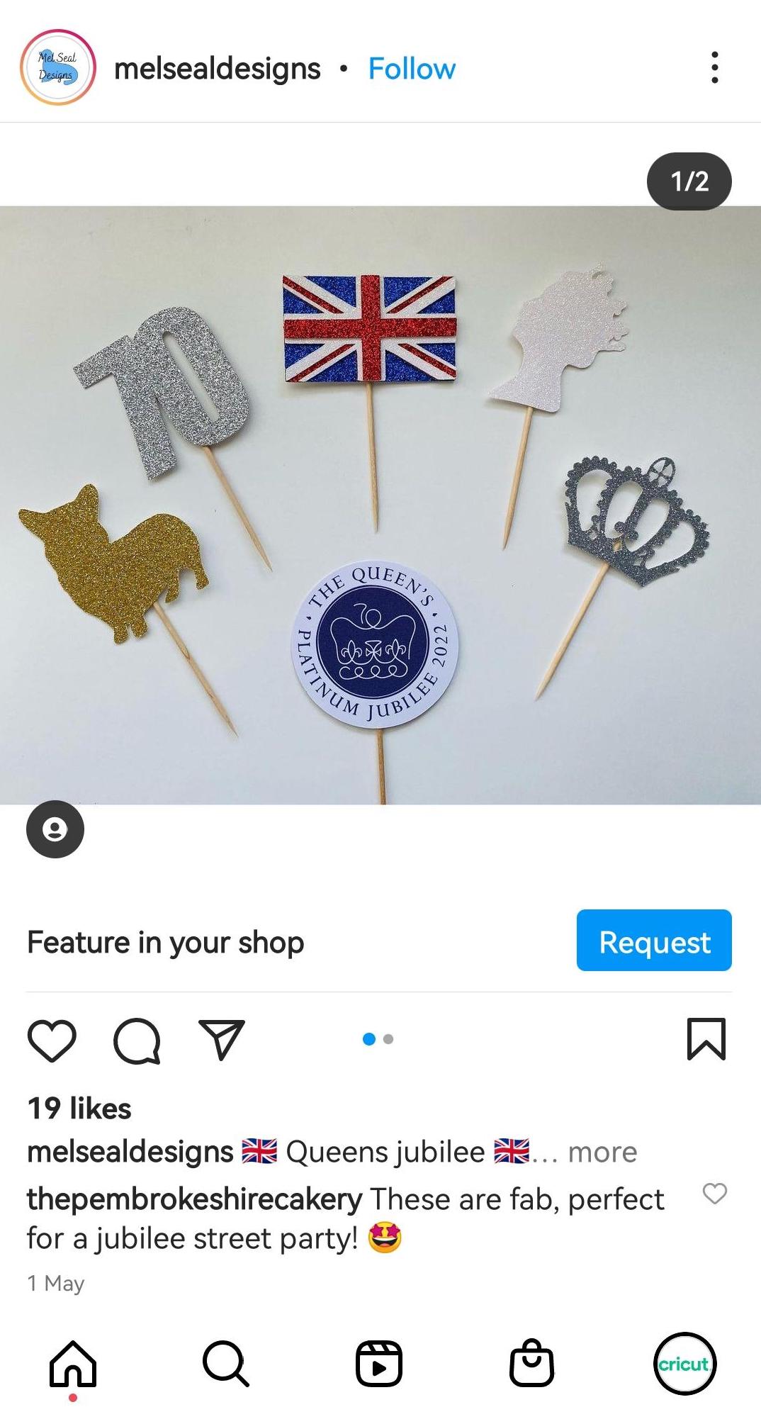 Jubilee cupcake toppers made with Cricut