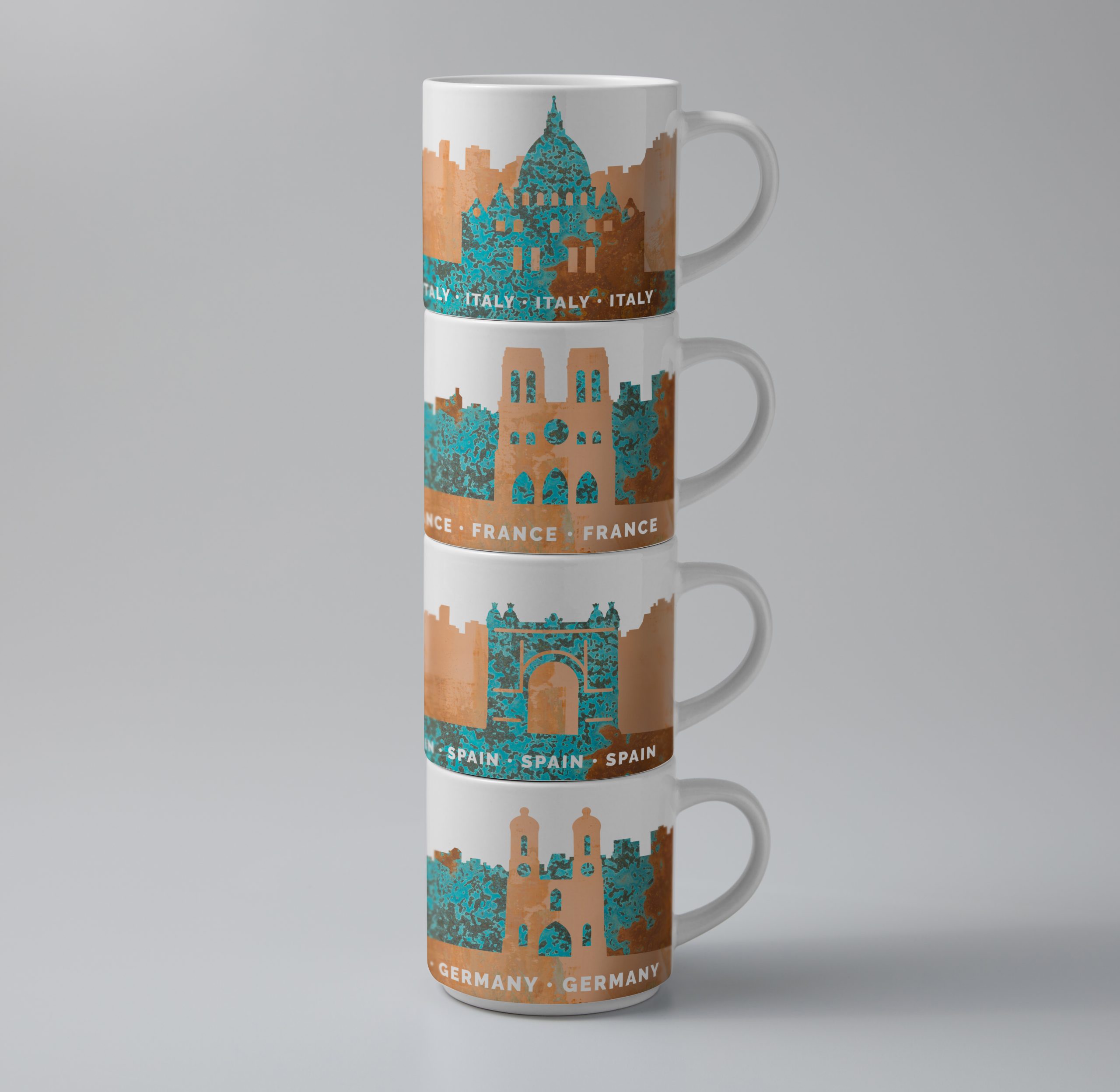European cities travel mugs gift idea