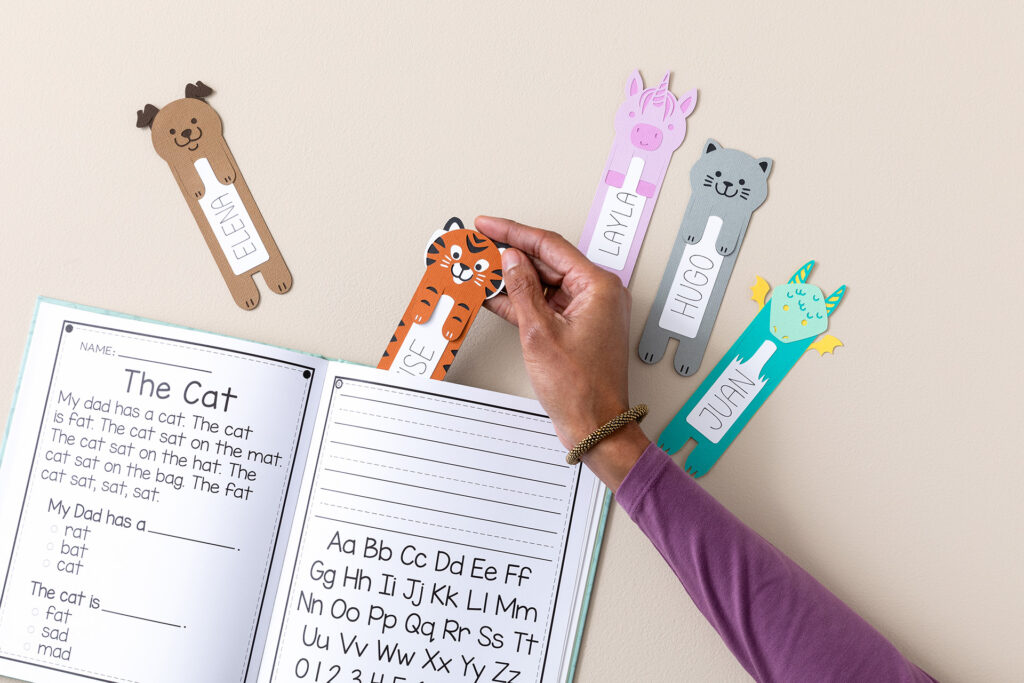 Personalised animal bookmarks for little readers