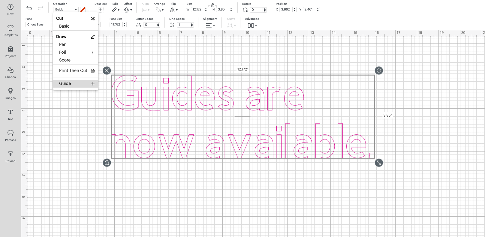 New Guides Feature in Cricut Design Space