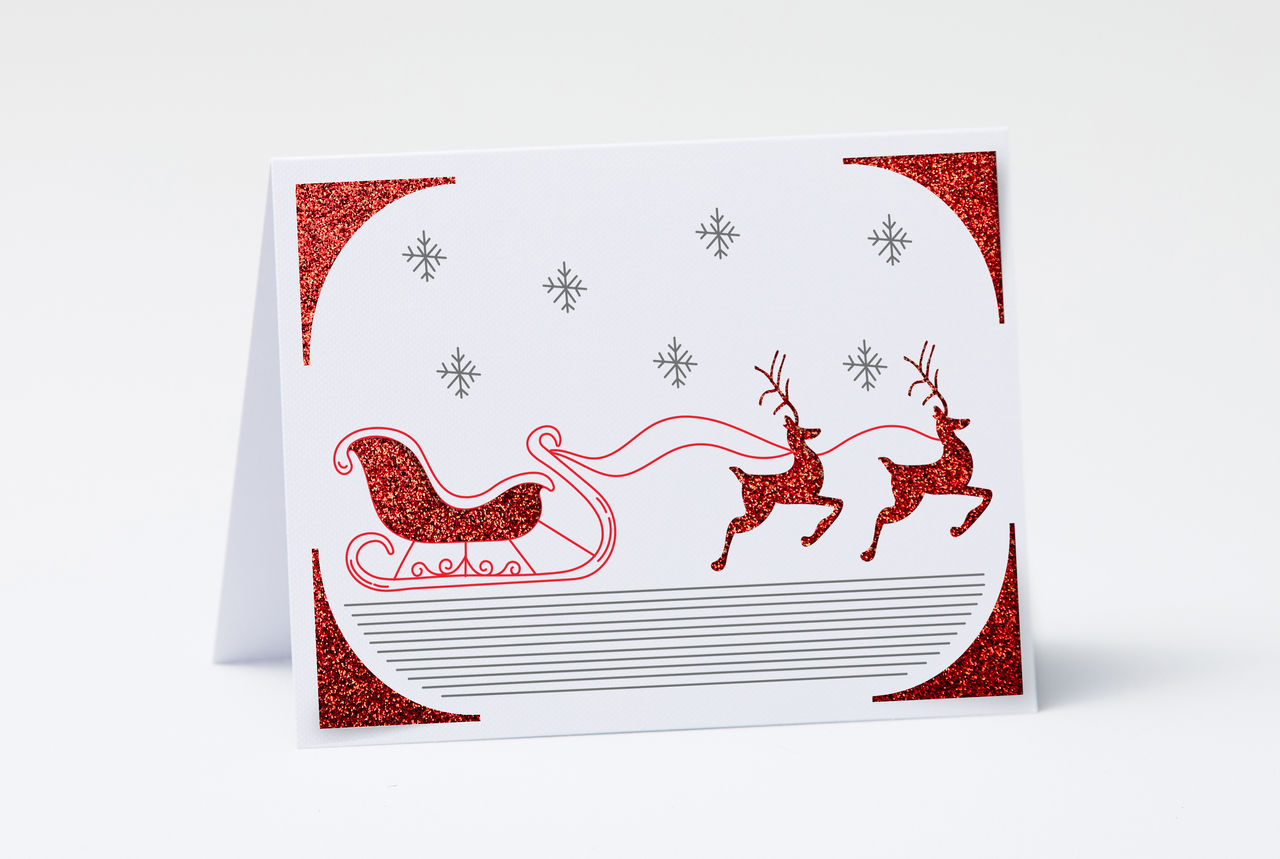 Santa's Sleigh and Reindeer Card