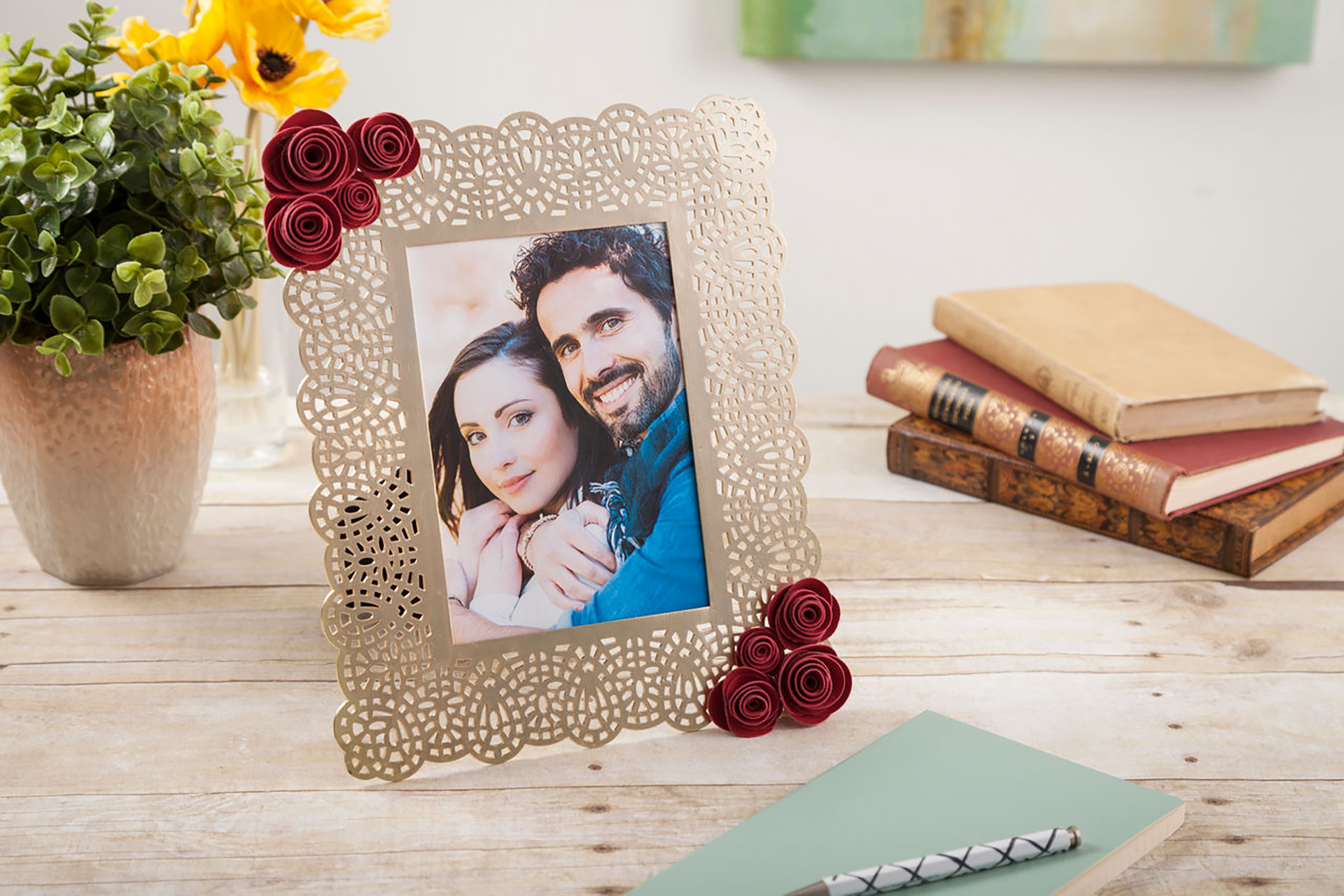 Faux Suede Flower Photo Frame
