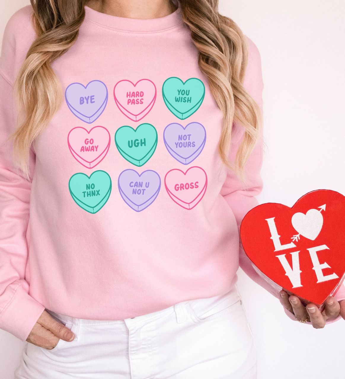 Anti-Valentine Conversation Hearts Sweater
