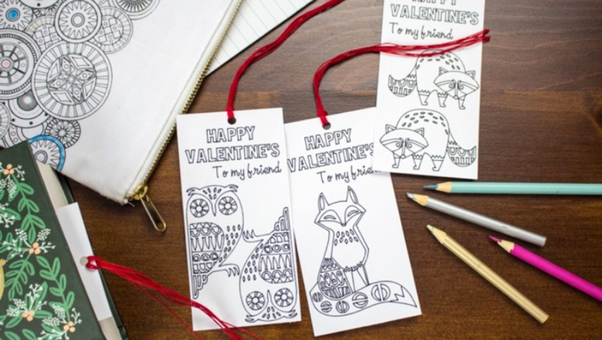Coloring Bookmark Valentine