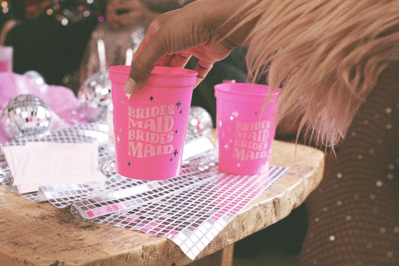 Groovy Disco themed bachelorette party drink cups