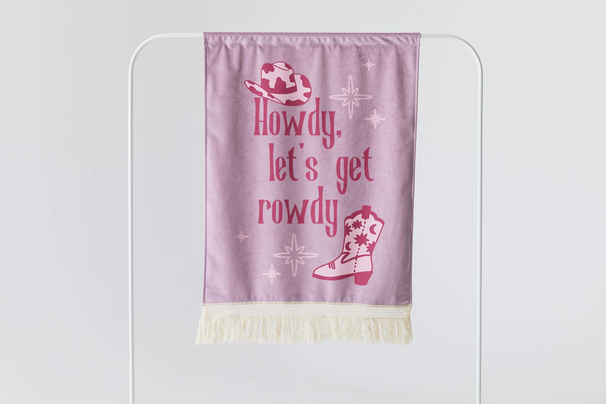 Howdy let's get rowdy groovy cowboy disco bachelorette party sign
