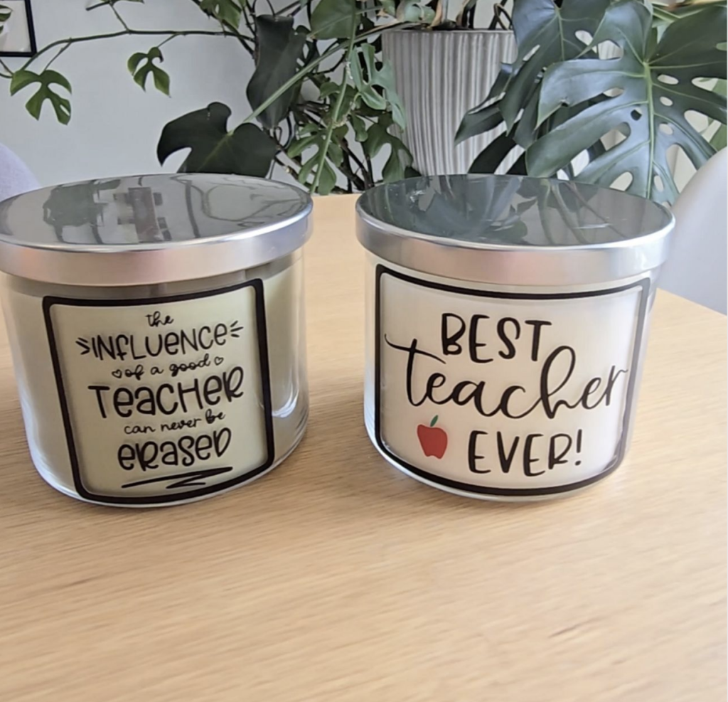 Teacher gift customised candle