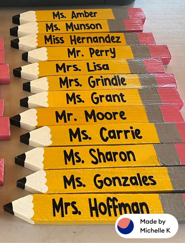 Personalized pencil name plates for teachers