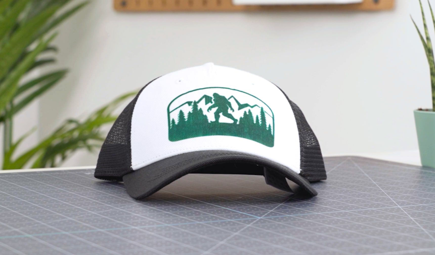 A hat created using the Cricut Hat Press