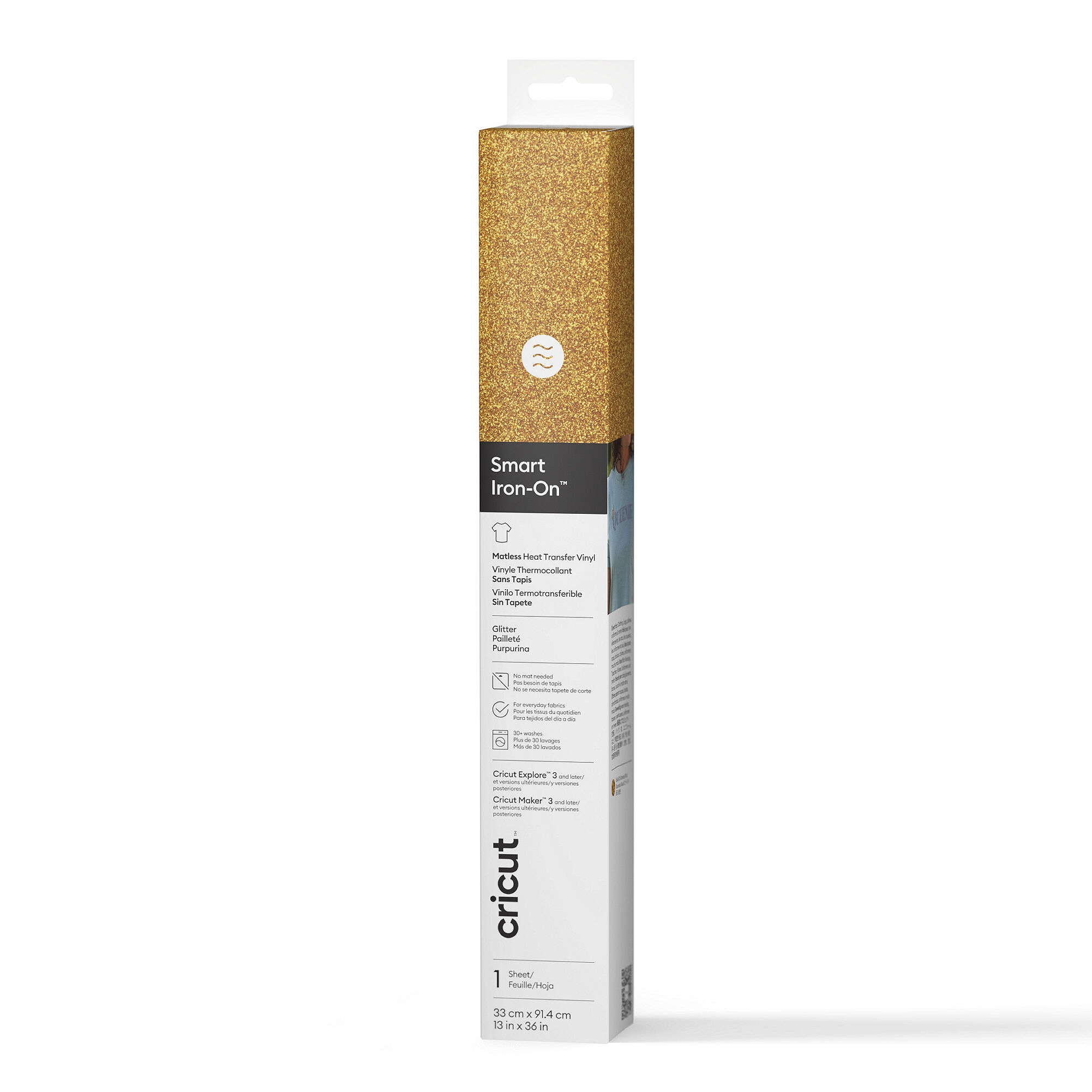 Cricut™ Smart Iron On™ Glitter Matless Heat Transfer Vinyl (3 ft) | Gold
