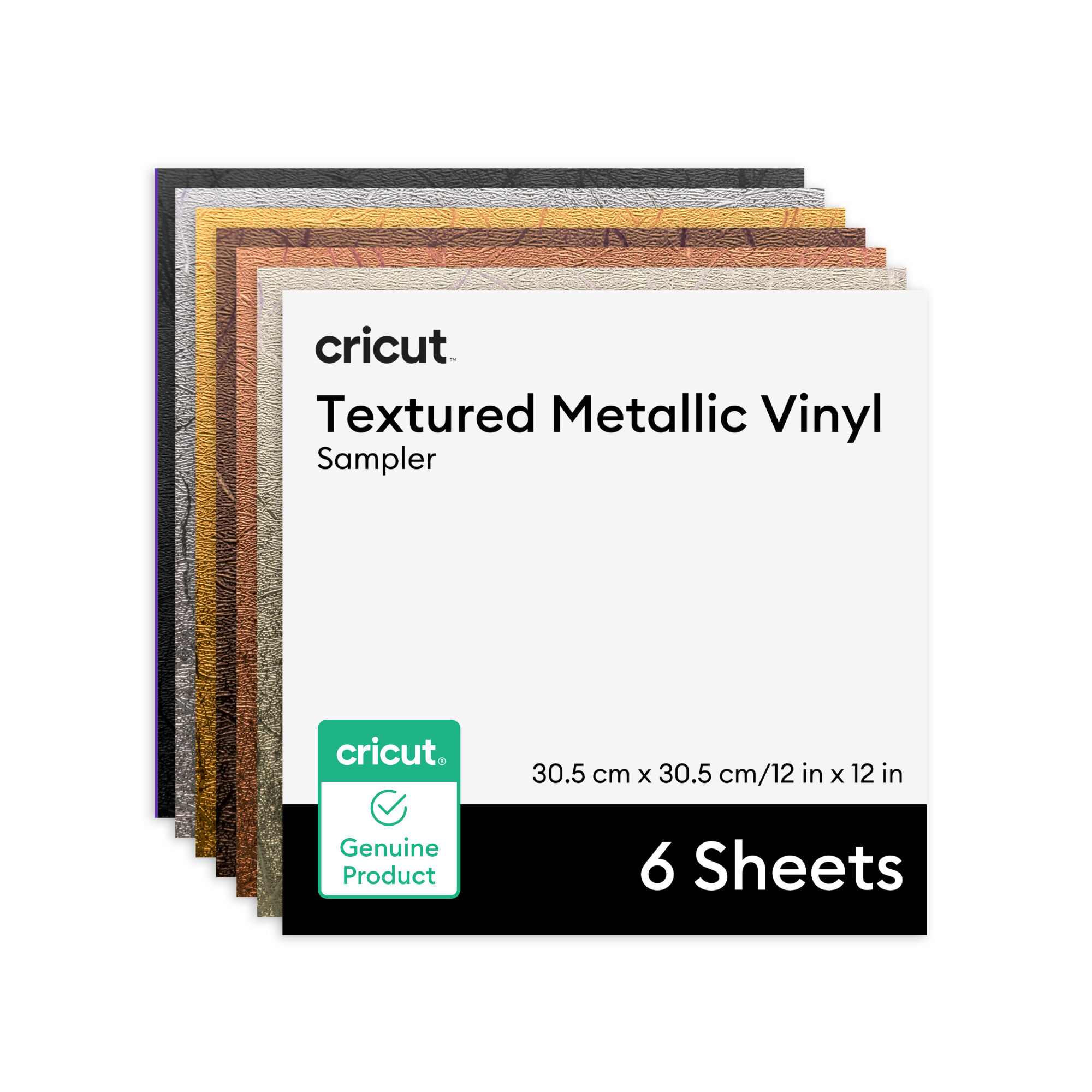 Cricut™ Textured Metallic Vinyl | Permanent | Luxe Sampler (0.3m / 12 in) (6 Count)