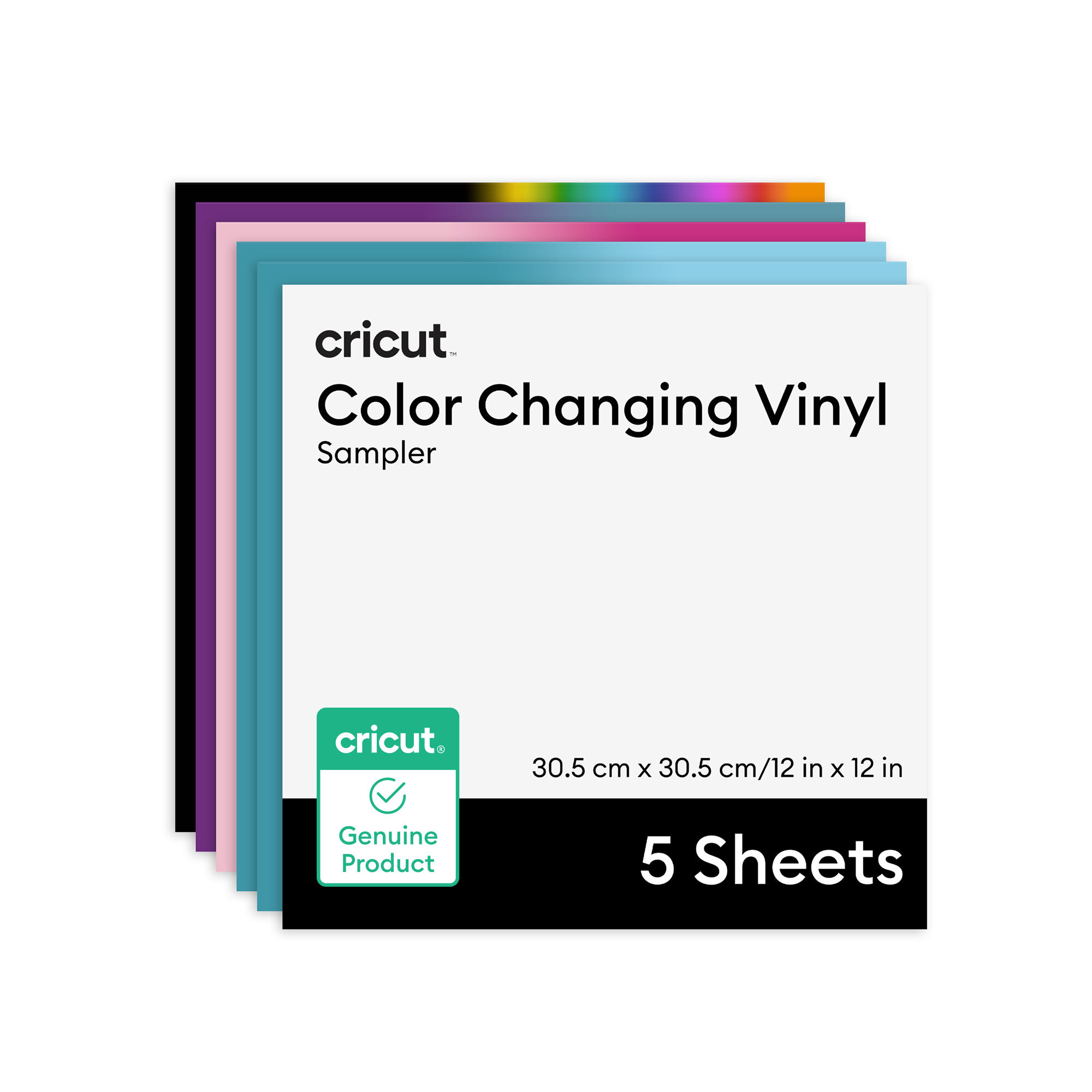 Temperaturaktiviertes Vinyl Mit Farbwechsel – Permanent, Regenbogen-Musterset (0,3 M / 12 Zoll) (5 Stk.)