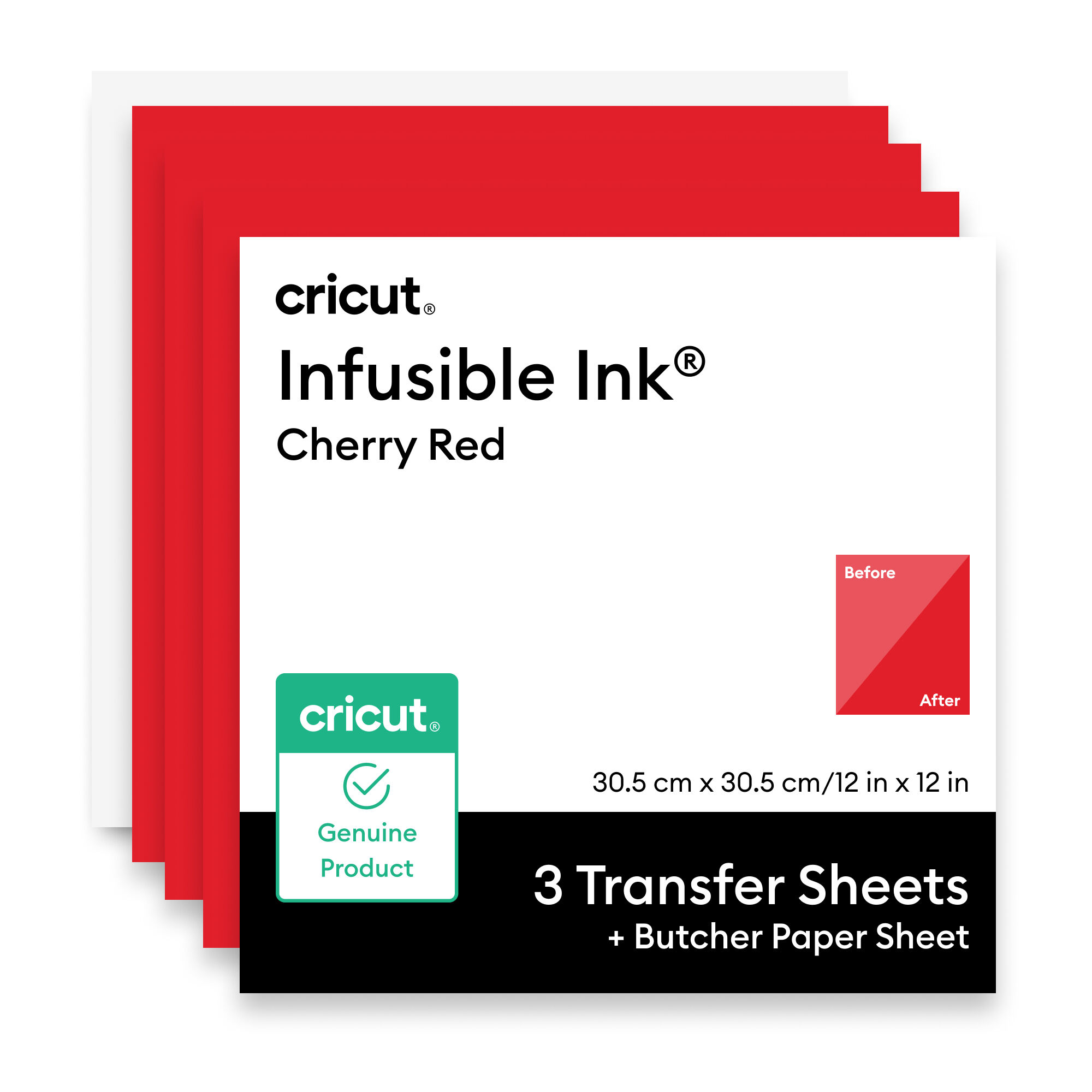 Cricut Infusible Ink Transfer Sheets 12 in x 12 in (30.5 cm x 30.5 cm) | Cherry Red