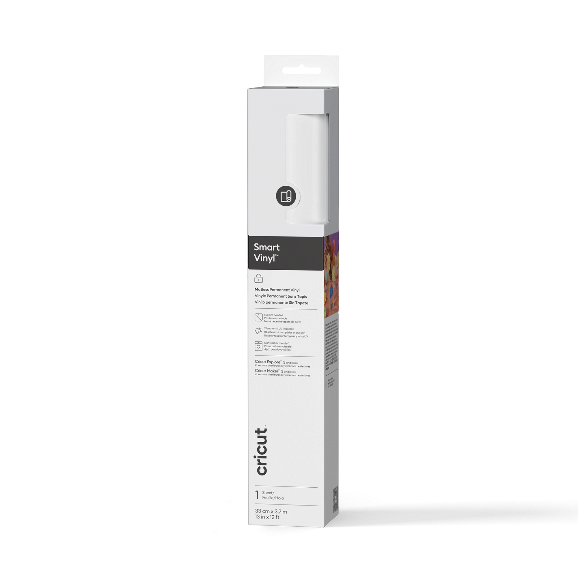 Cricut™ Smart Vinyl™ Matless Permanent Vinyl (3.7m / 12 ft) | White