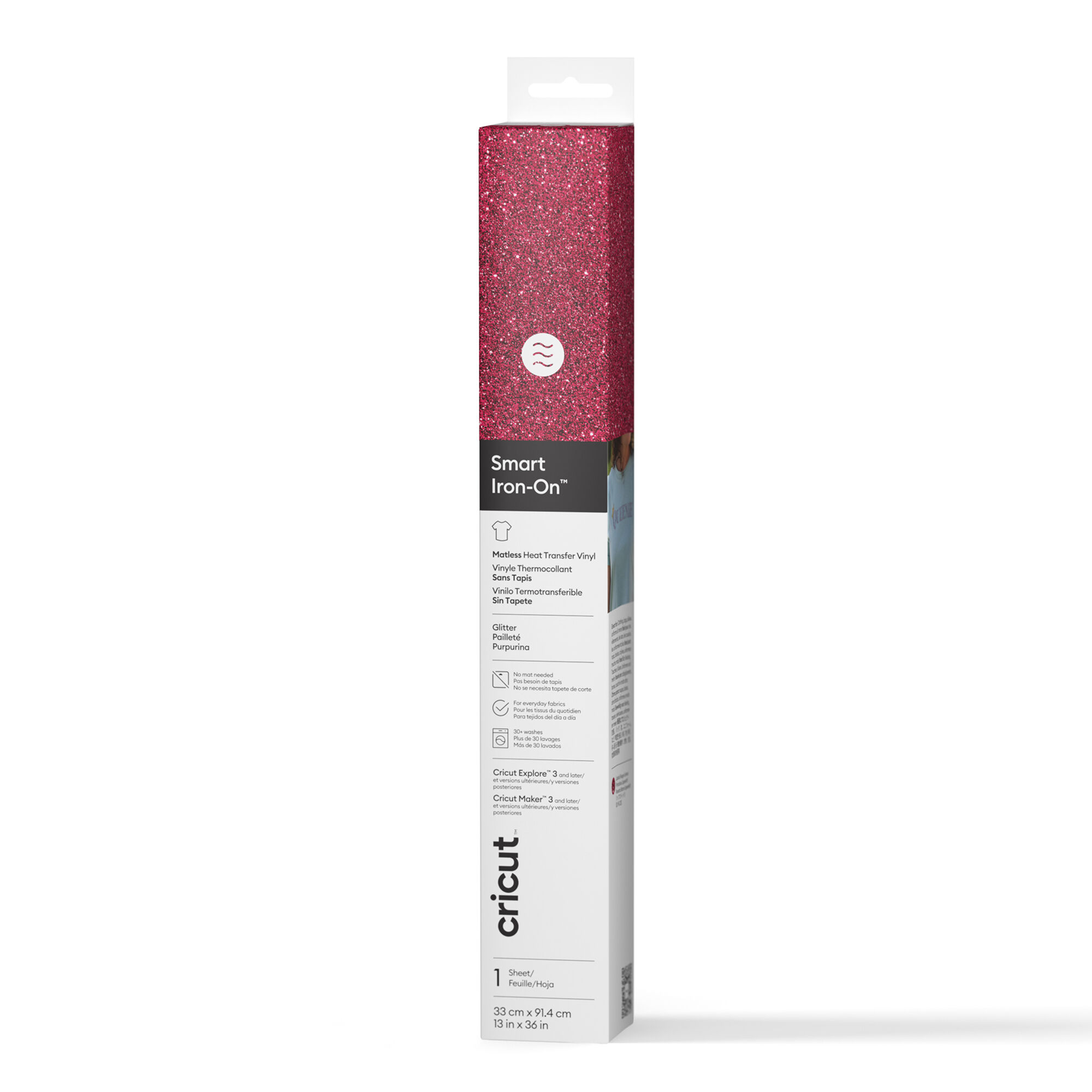 Smart Iron-On Glitzer – Bügelfolie Ohne Schneidematte, Rot (33 X 91,4 Cm / 13 X 36 Zoll) | Lipstick