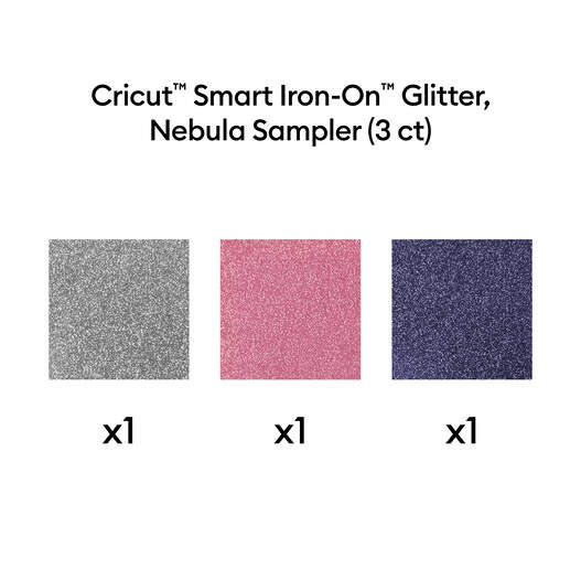 Vinyle thermocollant sans tapis Smart Iron-On&trade; paillet&eacute; Cricut&trade;, collection Nebula &ndash; 33 cm &times; 30,5 cm (13 po &times; 12 po) (3 unit&eacute;s)