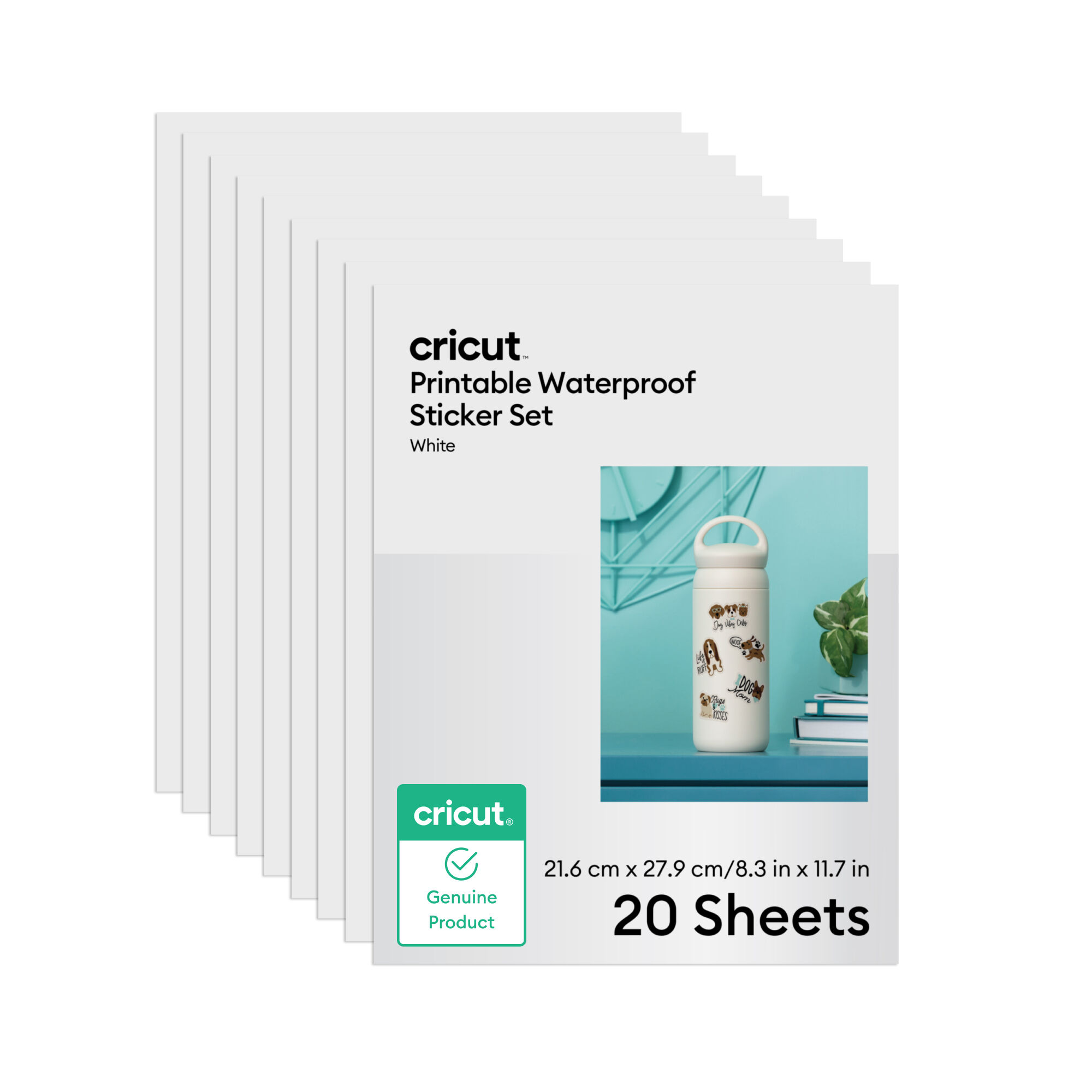 Cricut Bedruckbares, Wasserfestes Aufkleberset – A4 (20 Stk.), White