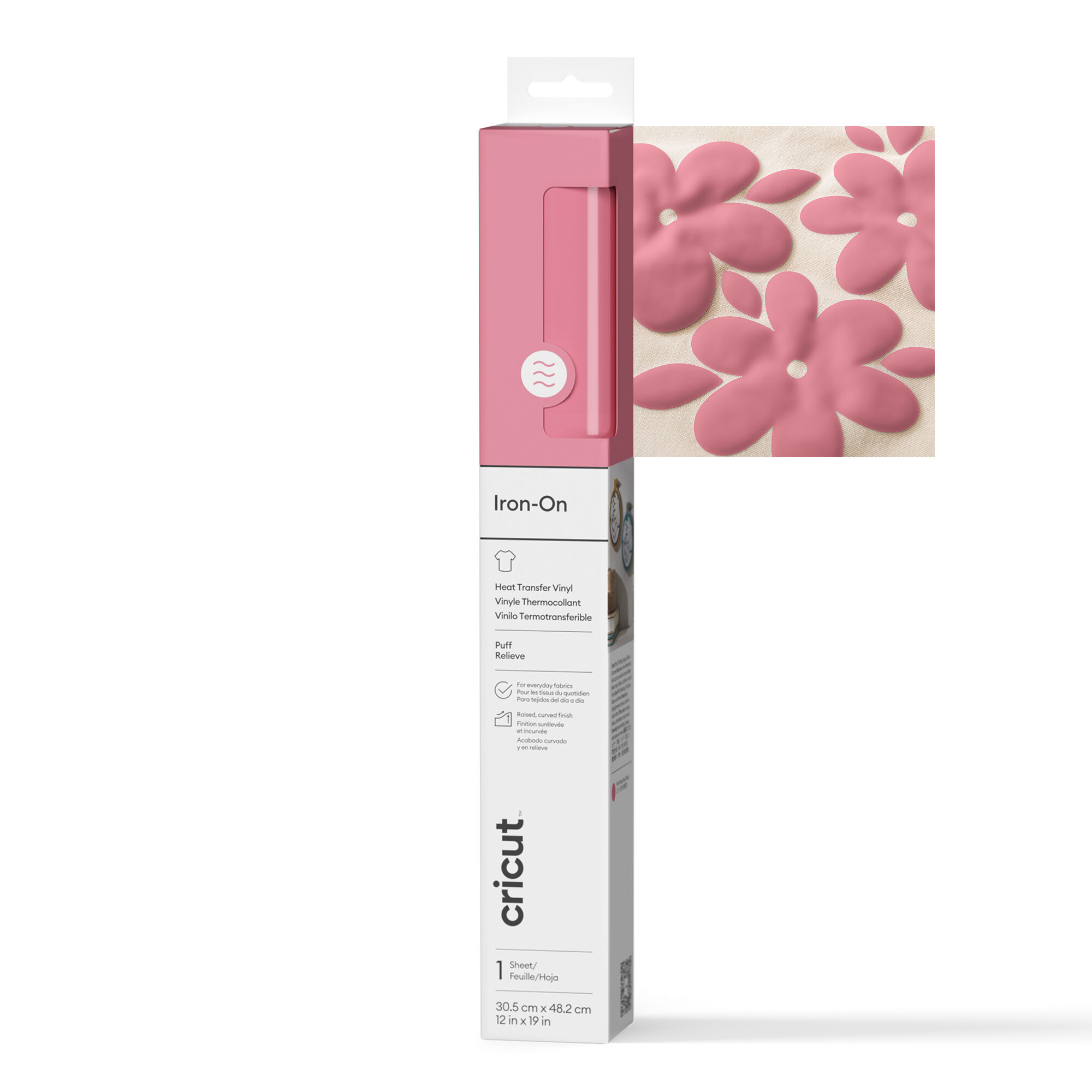 Puffiges Iron-On (0,5 M / 19 Zoll), Pink