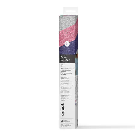 Vinyle thermocollant sans tapis Smart Iron-On&trade; paillet&eacute; Cricut&trade;, collection Nebula &ndash; 33 cm &times; 30,5 cm (13 po &times; 12 po) (3 unit&eacute;s)