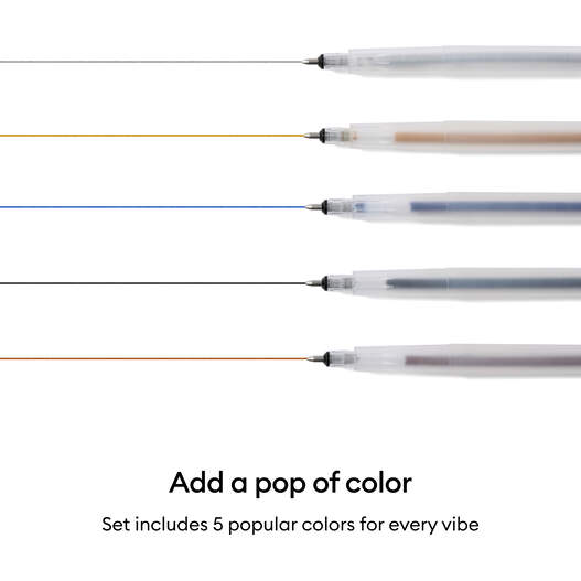 Stylos &agrave; encre gel paillet&eacute;e 0,8 mm, collection Basics (5 unit&eacute;s)