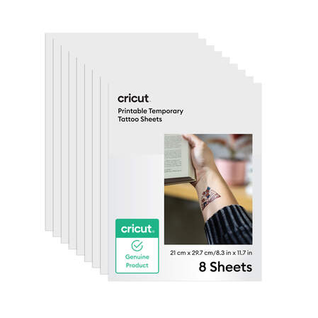 Cricut&trade; Printable Temporary Tattoo Sheets &ndash; A4 (8 ct), Transparent