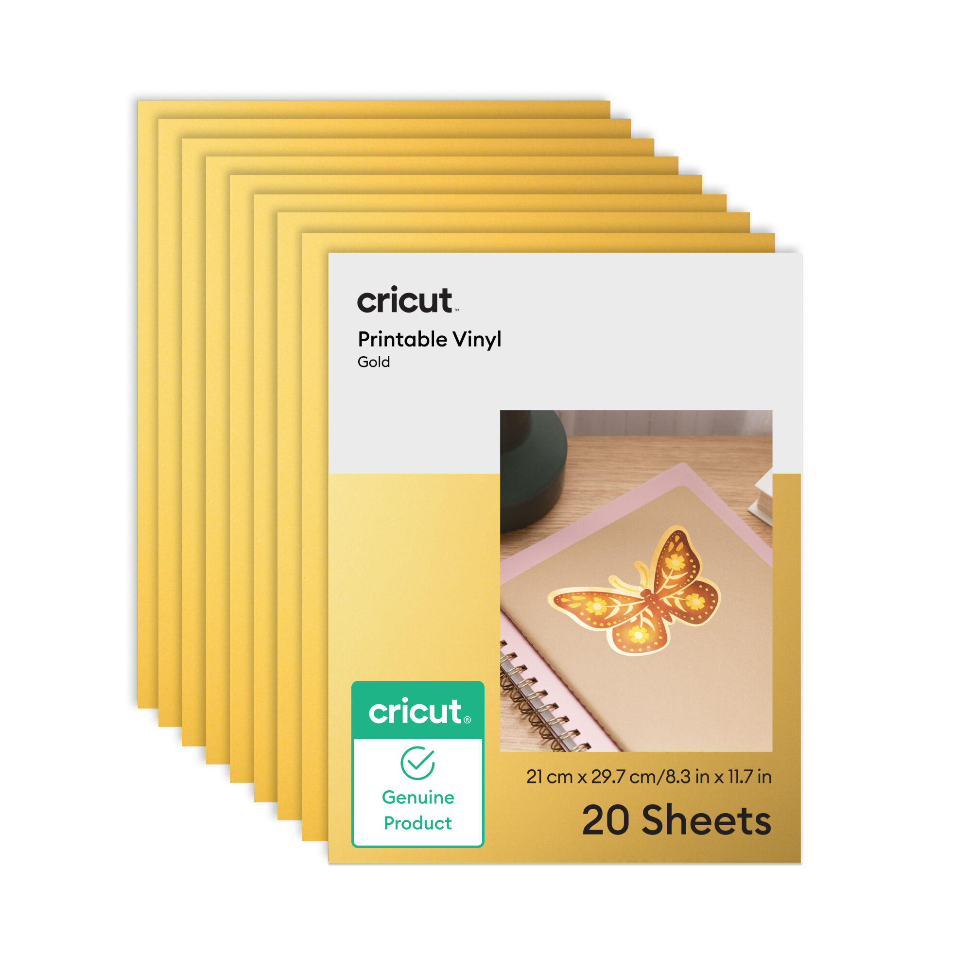 Cricut Printable Vinyl – A4 | 20 Count | Gold