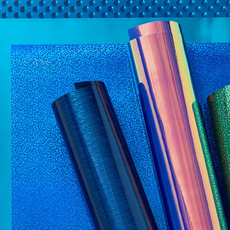 Holografisches Vinyl, blaues Musterset – Permanent (6 Stk.)