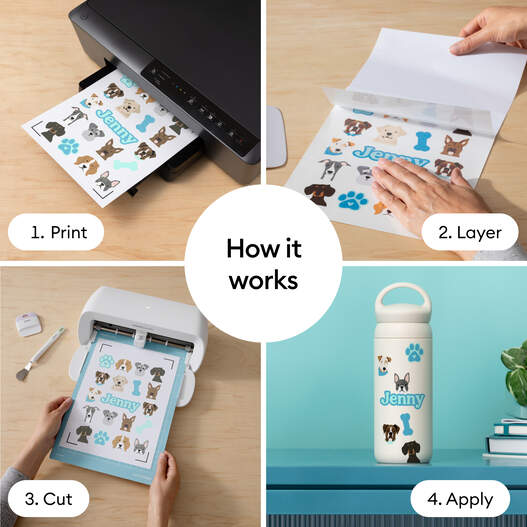 Bedruckbares, wasserfestes, holografisches Aufkleberset&nbsp;&ndash; A4 (5&nbsp;Stk.), Wei&szlig;