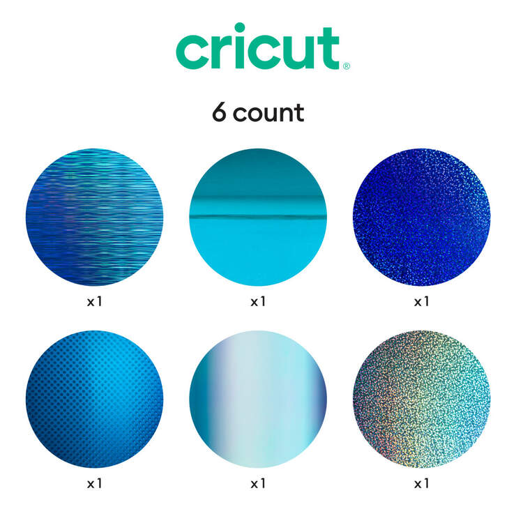 Holografisches Vinyl, blaues Musterset – Permanent (6 Stk.) Holografisches Vinyl, blaues Musterset – Permanent (6 Stk.)