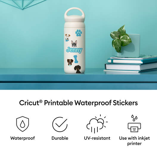 Cricut&trade; bedruckbares, wasserfestes Aufkleberset &ndash; A4 (20 Stk.), White
