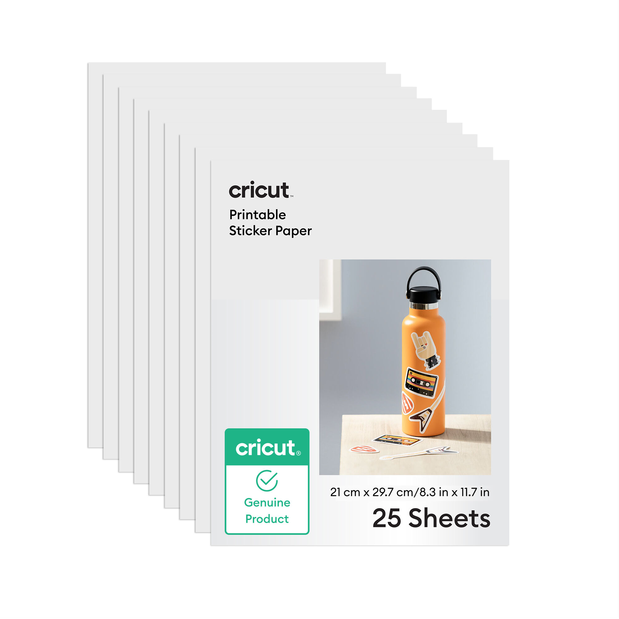 Cricut™ Printable Sticker Paper for Laser Printers – A4 (25 Count) | White