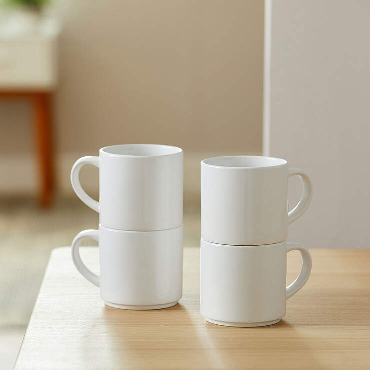 Stackable Ceramic Mug Blank, White - 10 oz/300 ml (4 ct)