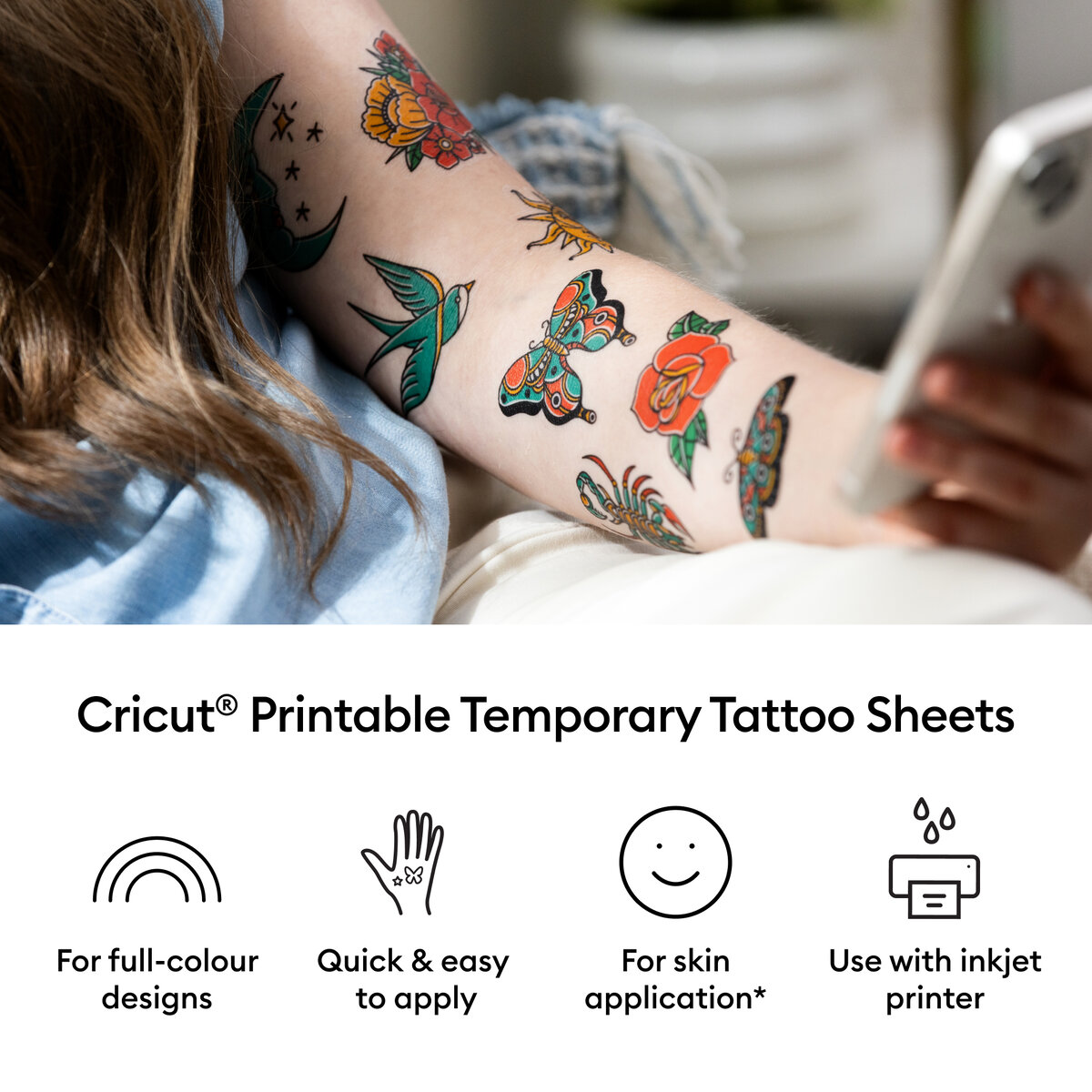 Cricut transparent temporary tattoo sheet feature graphic