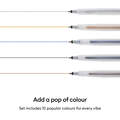 Stylos &agrave; encre gel paillet&eacute;e 0,8 mm, collection arc-en-ciel (10 unit&eacute;s) + adaptateur