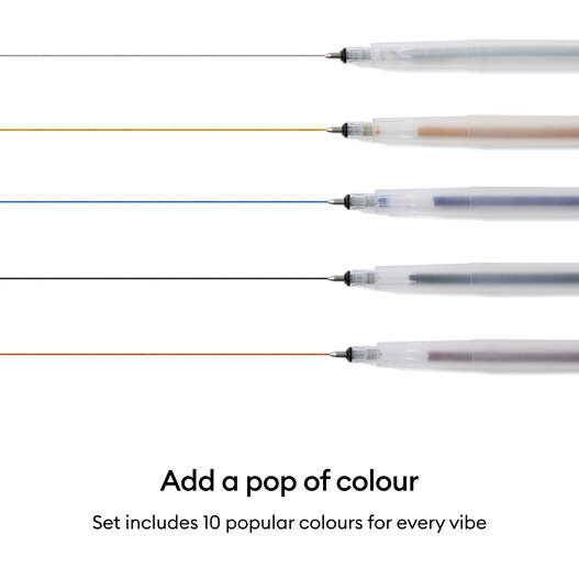 Stylos &agrave; encre gel paillet&eacute;e 0,8 mm, collection arc-en-ciel (10 unit&eacute;s) + adaptateur