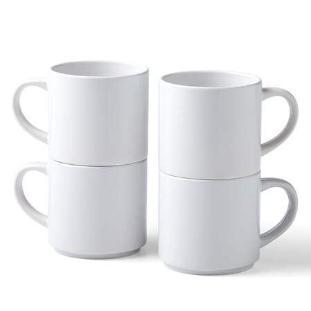 Stapelbarer Keramik-Tassenrohling, Weiß –300 ml (4 Stk.) Stapelbarer Keramik-Tassenrohling, Weiß –300 ml (4 Stk.)