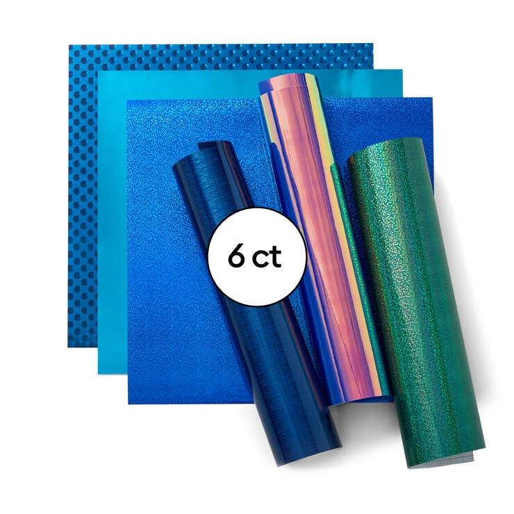 Holografisches Vinyl, blaues Musterset – Permanent (6 Stk.) Holografisches Vinyl, blaues Musterset – Permanent (6 Stk.)