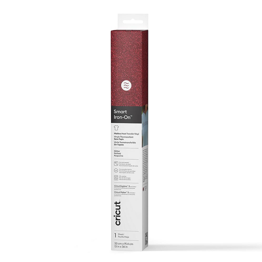 Smart Iron-On Glitzerfolie Ohne Schneidematte (91,4 Cm / 3 Fuß), Rot | Red