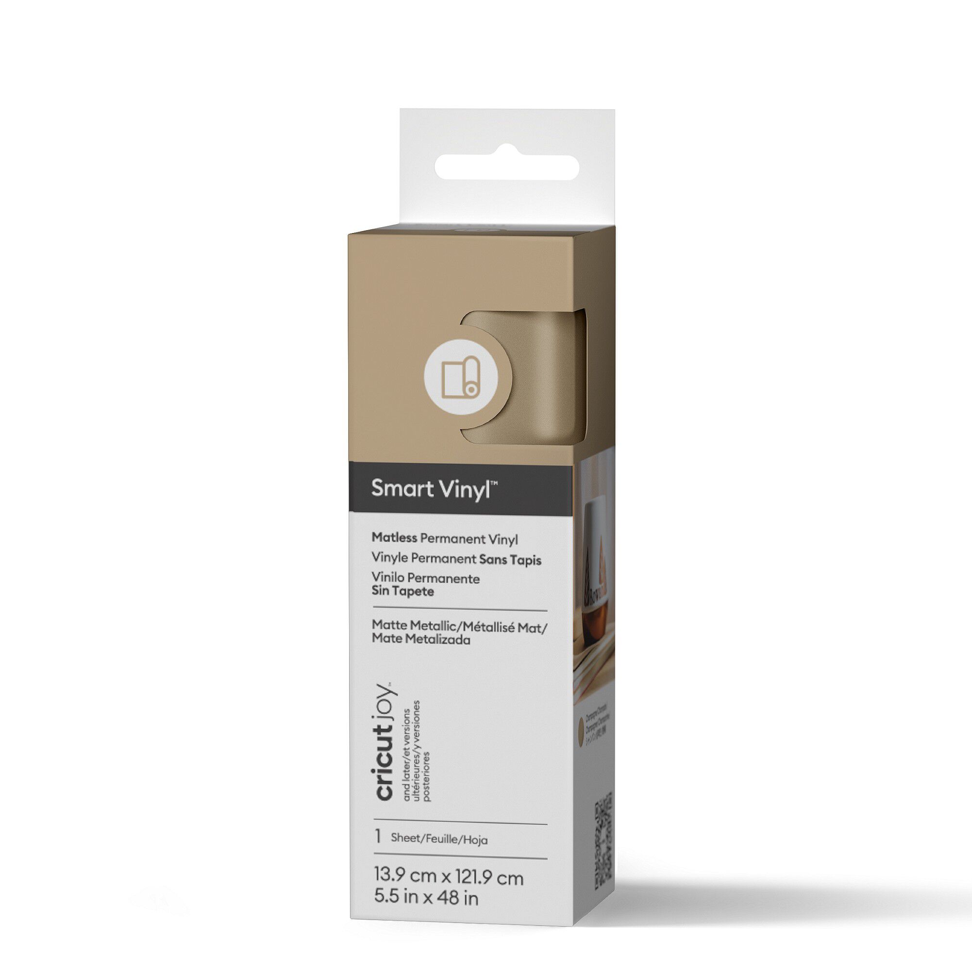 Cricut Joy Smart Vinyl Matt-Metallisch, Permanentes Vinyl Ohne Schneidematte, Champagner