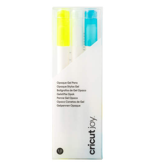 Stylos à encre gel opaques Cricut Joy™ 1,0 mm, jaune/blanc/bleu (3 unités)