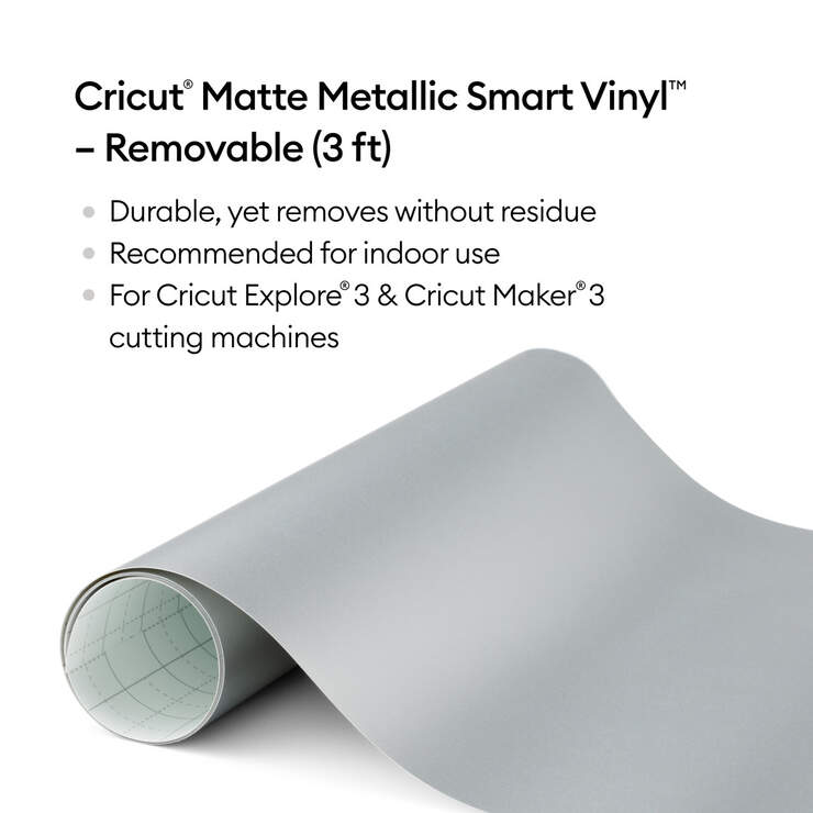 Matte Metallic Smart Vinyl™ – Removable, Silver (3 ft)
