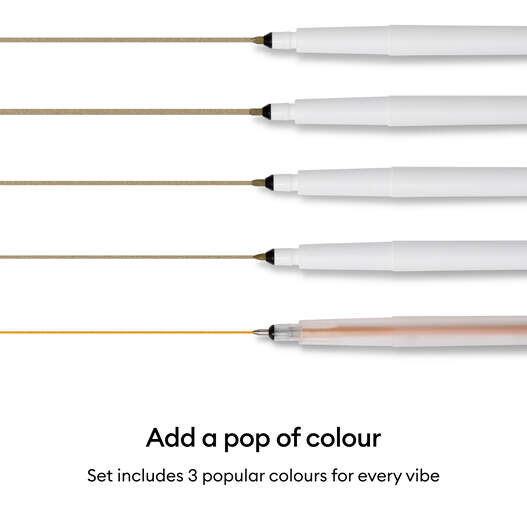 Permanent Metallic Markers 1.0 mm, Gold/Silver/Copper (3 ct) + Adapter